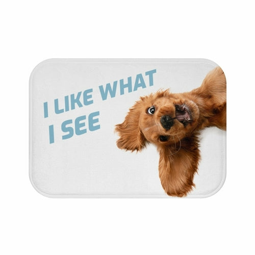 Funny Dog Looking Up Bath Mat - Pawfection