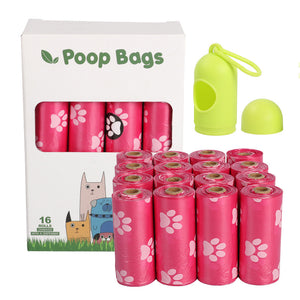 Pink & White Degradable Leak-Proof Poop Bags