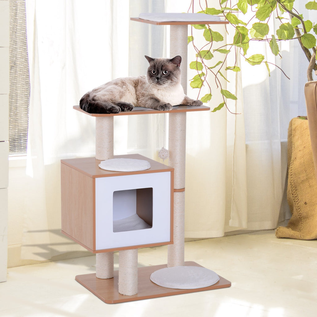 PawHut 47" Wood Cat Tree - Pawfection