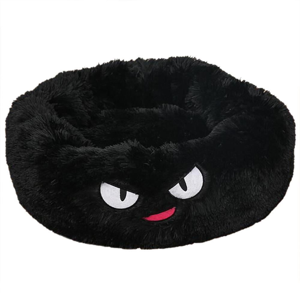 Round Calming Plush Pet Bed with faces