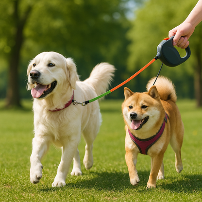 2-in-1 double retractable leash