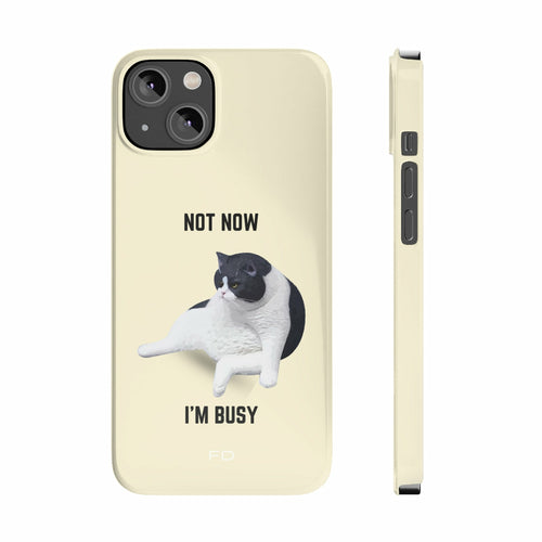 Funny Bored Cat Theme Slim Case for iPhone 14 Series - Pawfection