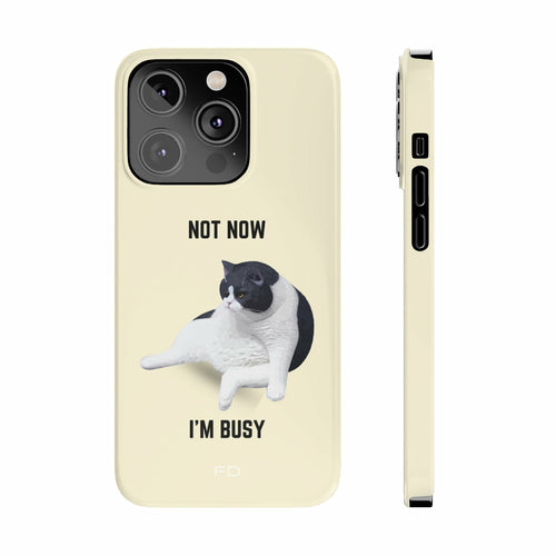 Funny Bored Cat Theme Slim Case for iPhone 14 Series - Pawfection