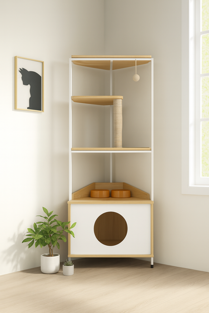 Cat Apartment Tower with Feeding Station