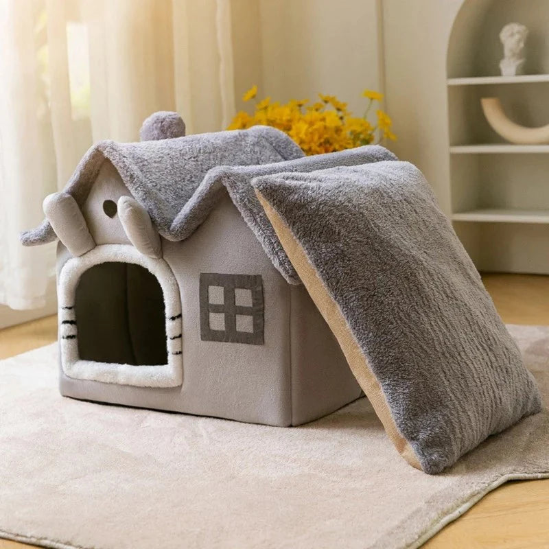 Removable Roof Plush Pet House - Pawfection