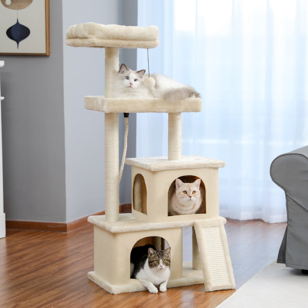 Cat Tree Entertainment Tower with Stairs - Pawfection