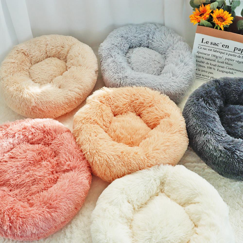 Warm Fleece Dog Bed Round Pet Cushion - Pawfection