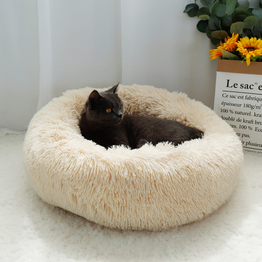 Warm Fleece Dog Bed Round Pet Cushion - Pawfection