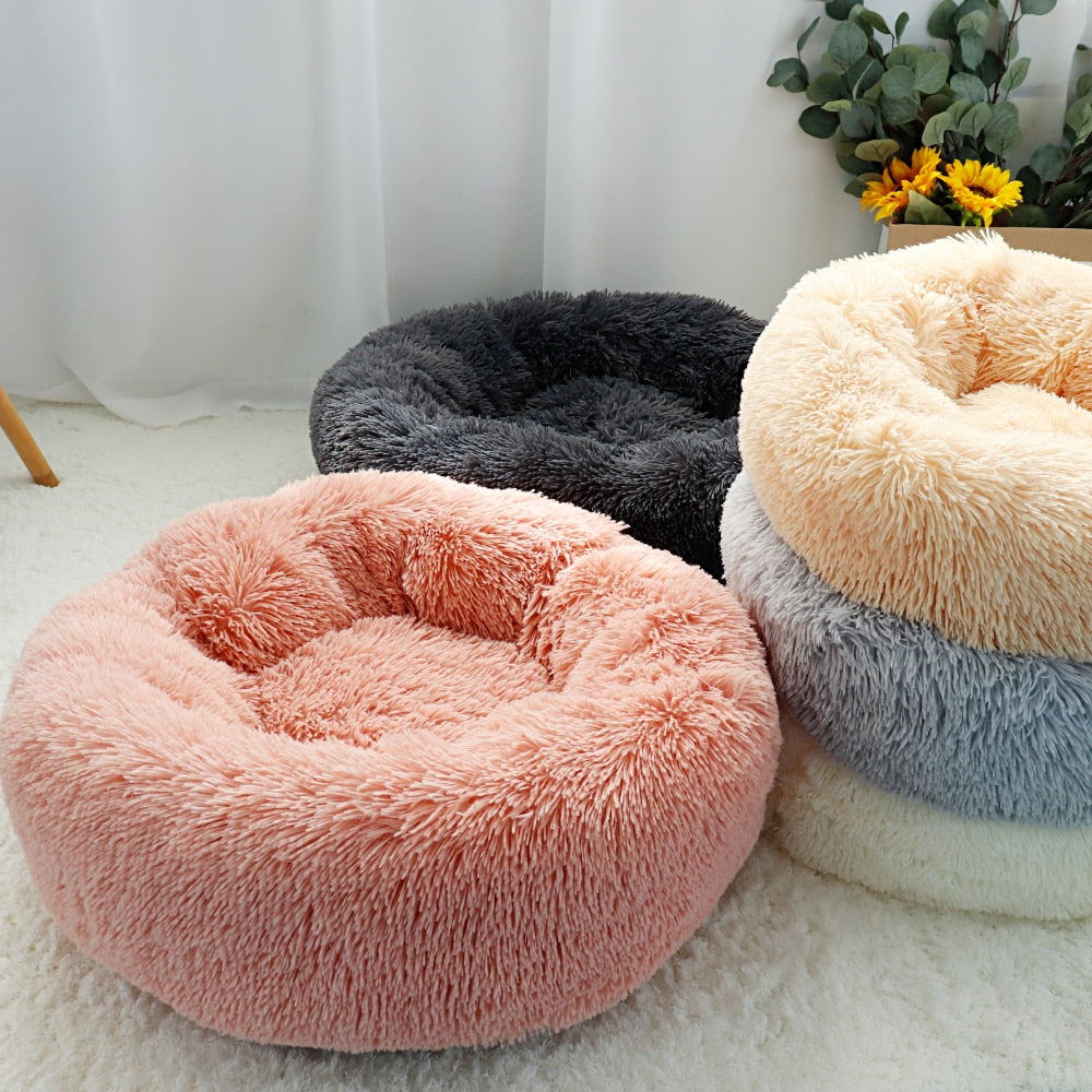 Warm Fleece Dog Bed Round Pet Cushion - Pawfection