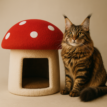 XL Red Mushroom Cat Bed House