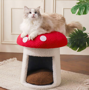 XL Red Mushroom Cat Bed House