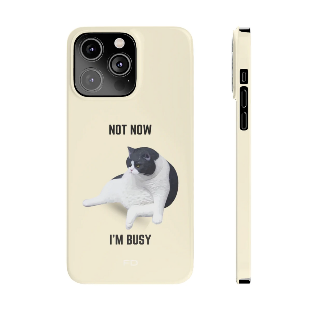 Funny Bored Cat Theme Slim Case for iPhone 14 Series - Pawfection