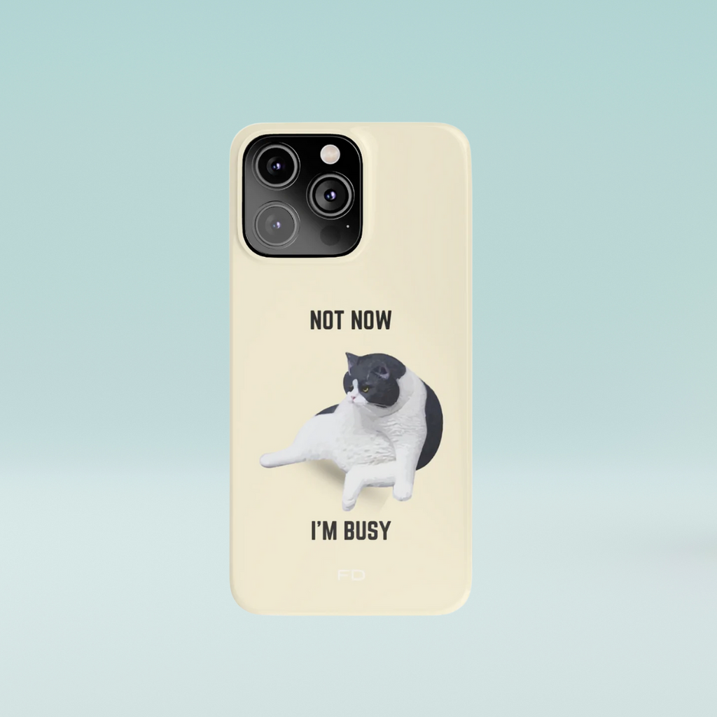 Funny Bored Cat Theme Slim Case for iPhone 14 Series - Pawfection