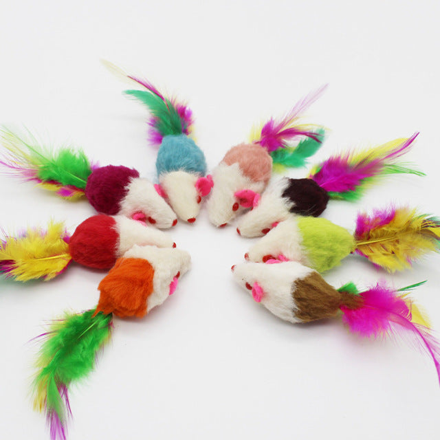 Pet Toy Furry Mouse Cat Kitten Real Fur Gravel - Pawfection