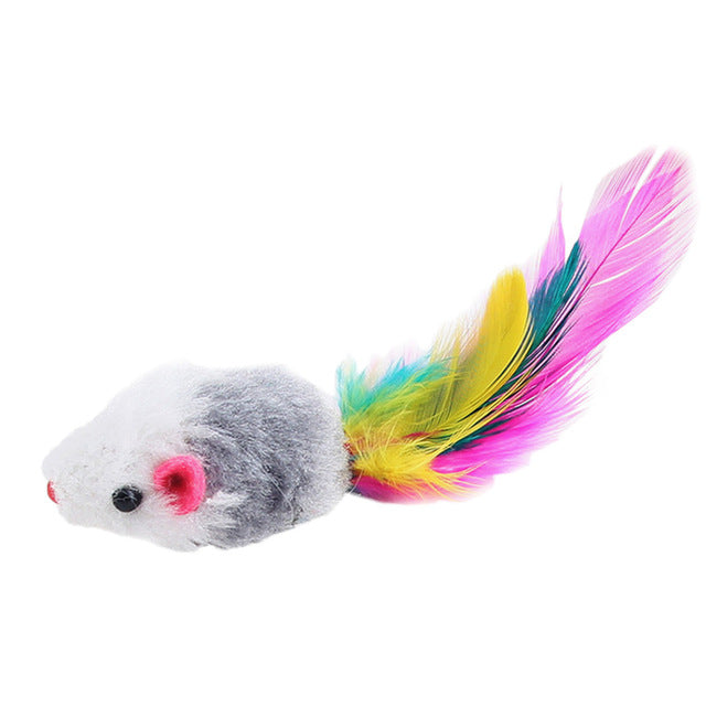 Pet Toy Furry Mouse Cat Kitten Real Fur Gravel - Pawfection