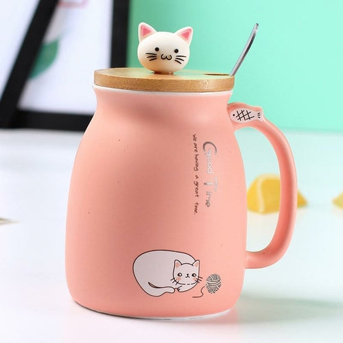 Adorable Cat Cartoon Ceramic Coffee Mug - Pawfection