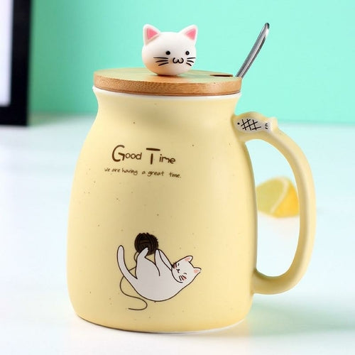 Adorable Cat Cartoon Ceramic Coffee Mug - Pawfection